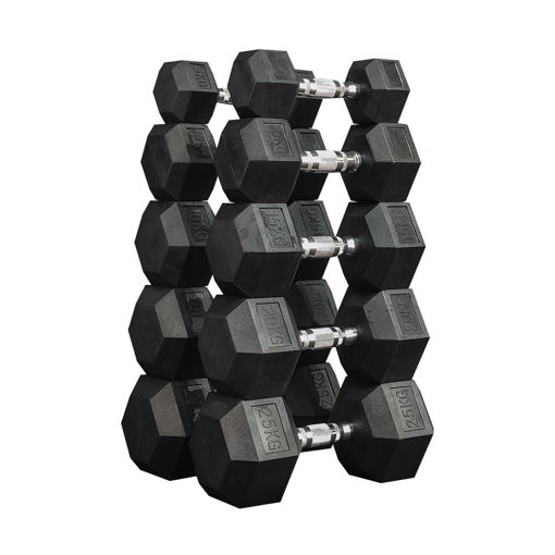 Imagen de Set Mancuernas Hexagonales 5 a 25kg