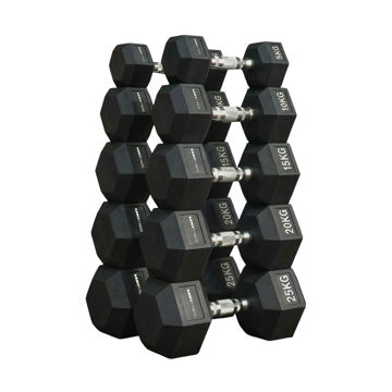 Imagen de Set Plus Mancuernas Hexagonales 5 a 25kg