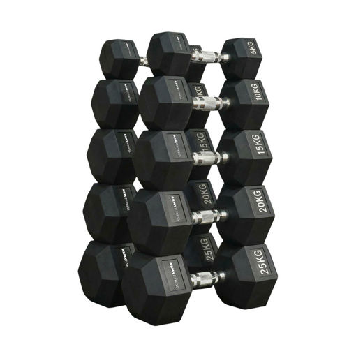 Imagen de Set Plus Mancuernas Hexagonales 5 a 25kg