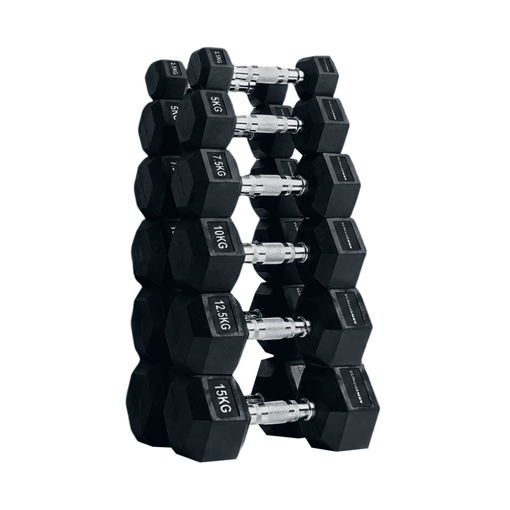 Imagen de Set Plus Mancuernas Hexagonales 2.5 a 15kg