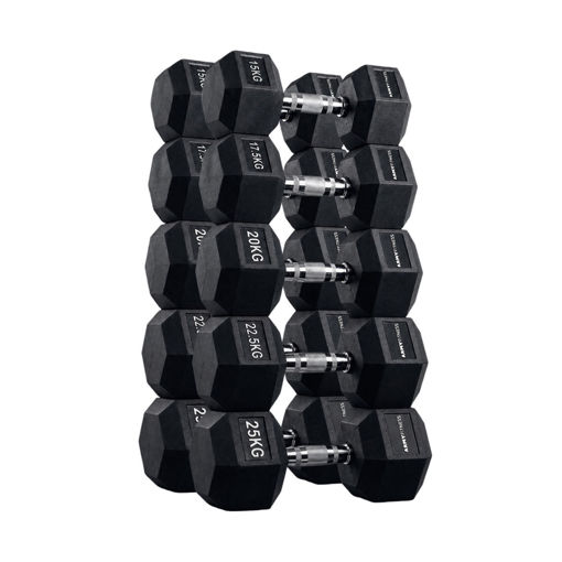 Imagen de Set Plus Mancuernas Hexagonales 15 a 25kg
